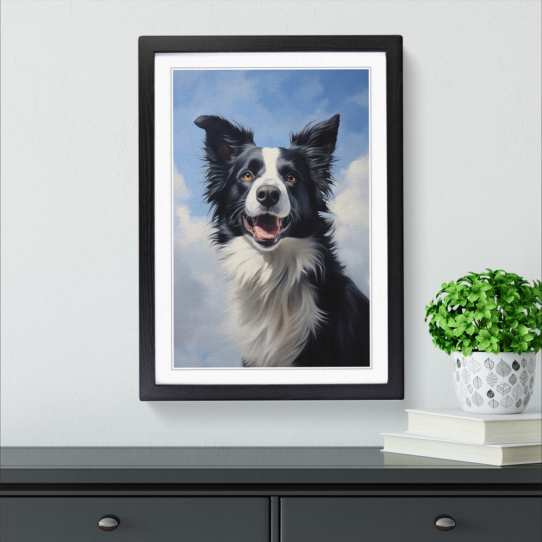 Border Collie Contemporary Art - Framed Print