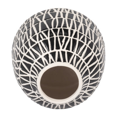 Modern Ceramic and Stoneware Vase with Embossed Geometric Pattern for Sleek Decorative Accent Display