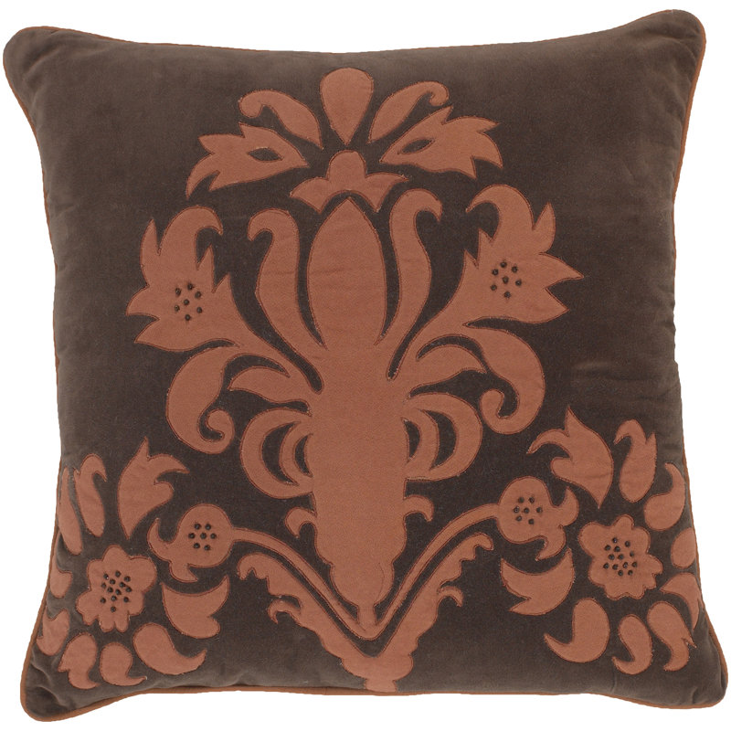 Cotton Blend Pillow Cover, 18" x 18", Dark Brown