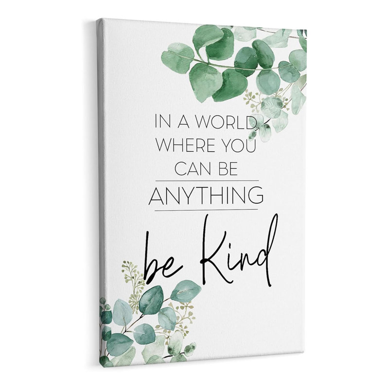 Be Kind Inspirative, toile encadrée, Eucalyptus