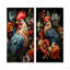 «Modern Rooster Collage IV», ensemble de 2 reproductions d'art sur toile-791109076-791109077
