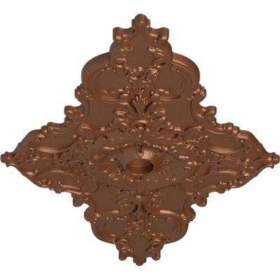 Endurathane Melchor Diamond Ceiling Medallion, 67 1/4"W x 43 3/8"H x 4"ID x 2"P (Fits Canopies up to 4"), Hand-Painted Polished Copper Finish