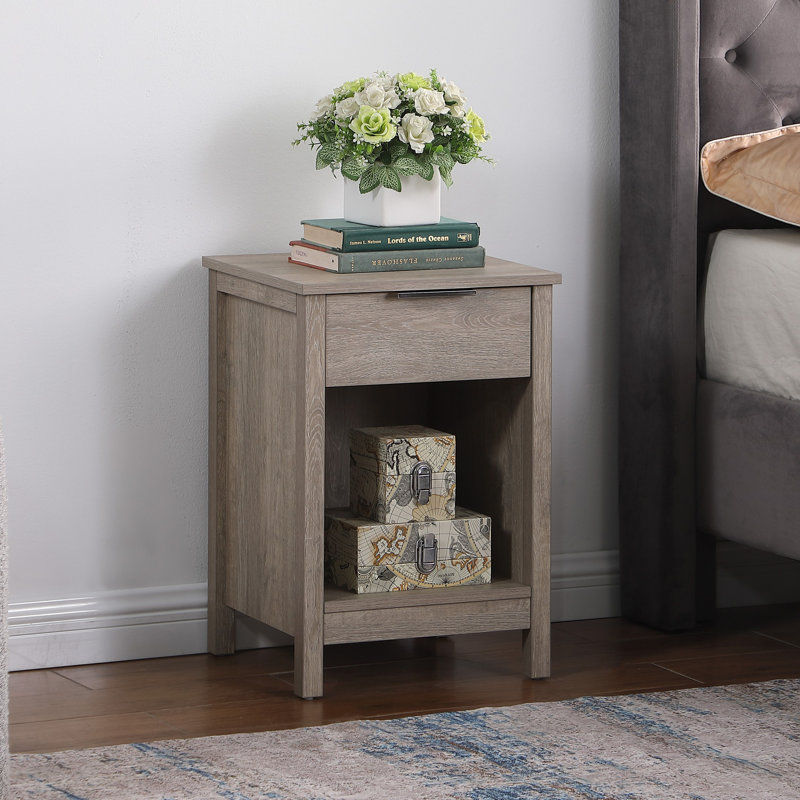 Nightstand With Drawer,3-Tier End Side Table With Storage Drawer And Shelf,Modern Bedside Night Stand For Bedroom, Living Room