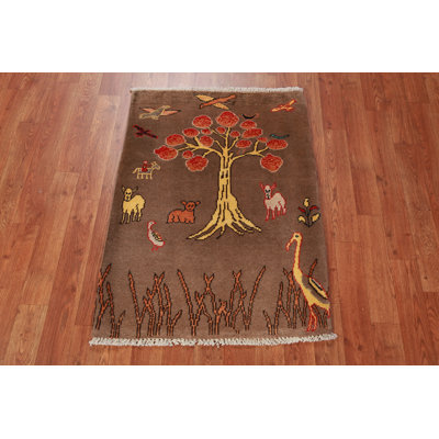Tapis brun à motif oriental Kazak
