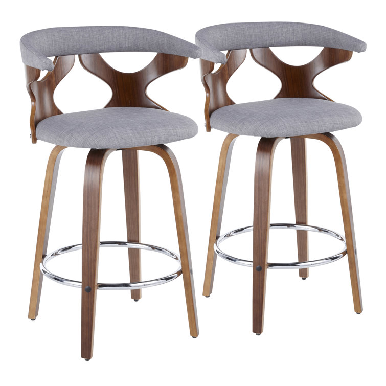 Betuel Swivel Upholstered Counter Stool with Solid Wood Frame
