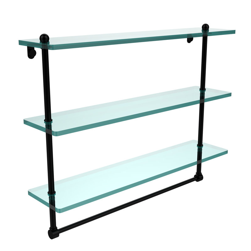 Gober 3 Piece Tiered Shelf with Towel Bar, 22", Matte Black