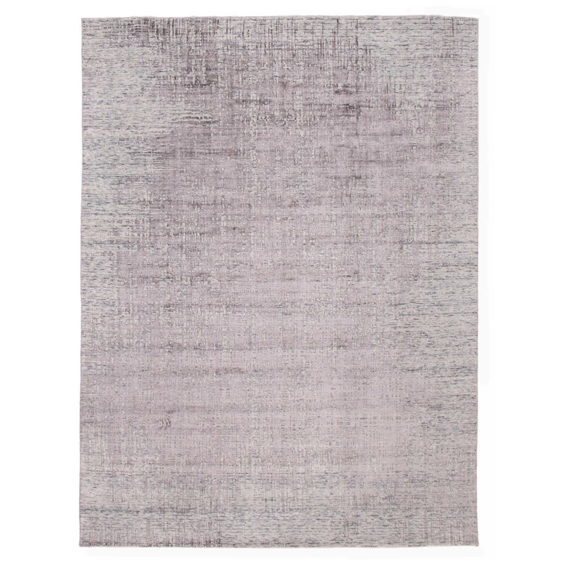 Tapis unique en laine gris foncé 8 pi x 9 pi 11 po One-of-a-Kind