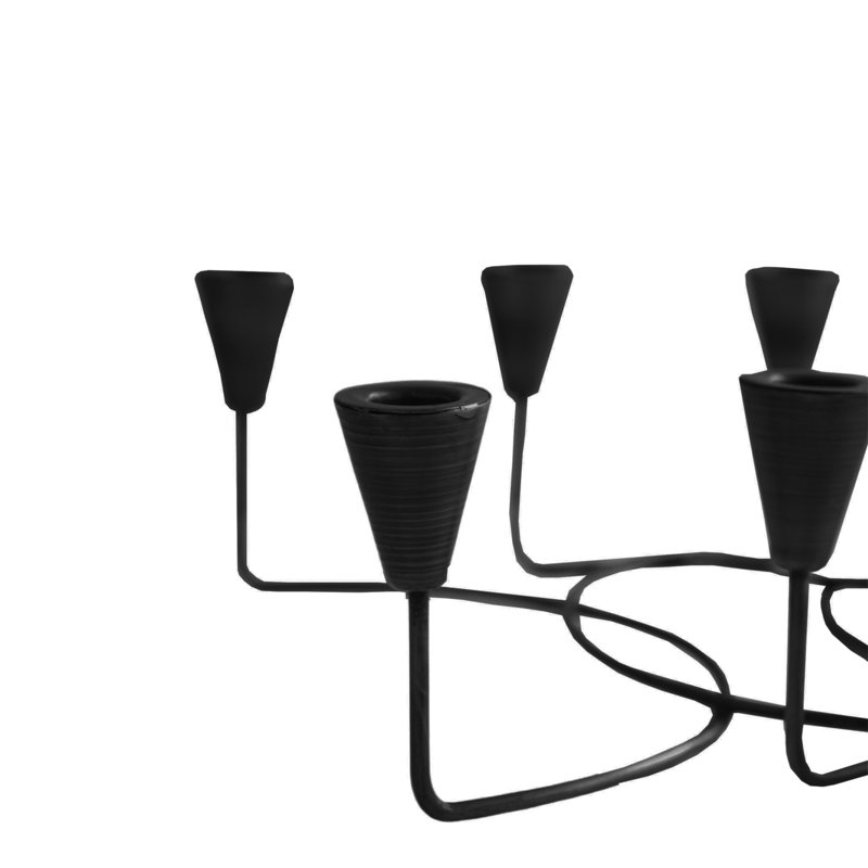 Ivyline 8 Piece Circular Candle Holder Metal Tabletop Candelabra, Black, 34" H x 28" W x 12" D
