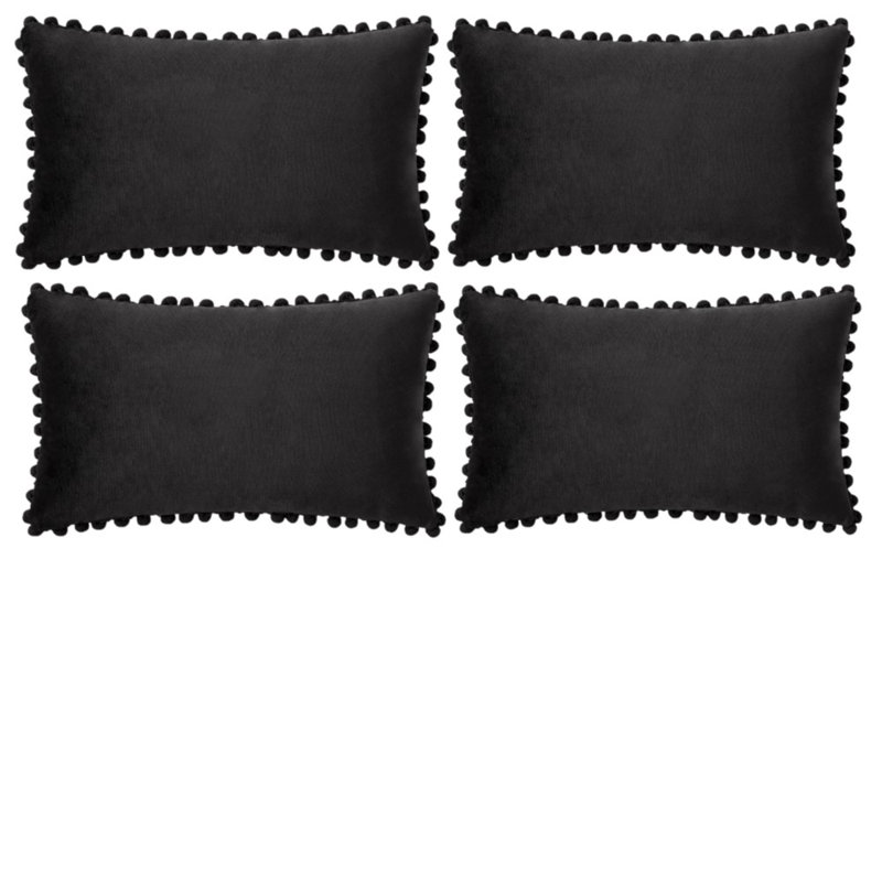 Velvet Throw Pillow Cover, 14" x 20", Black, Polyester
