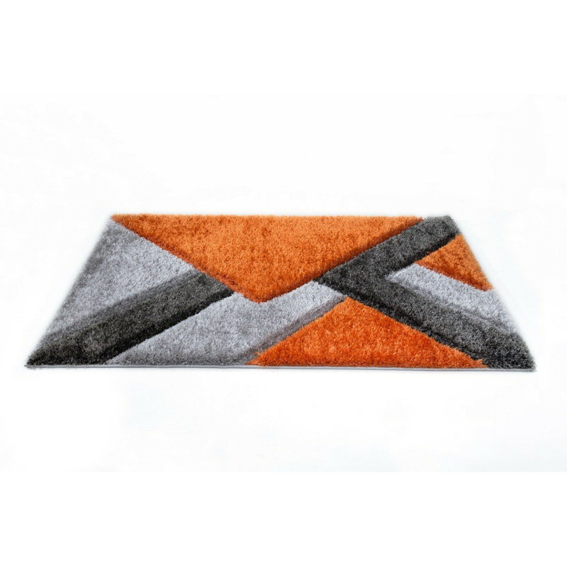 Hunley Geometric Hand Woven Shag Area Rug, Rectangle 120 cm x 170 cm