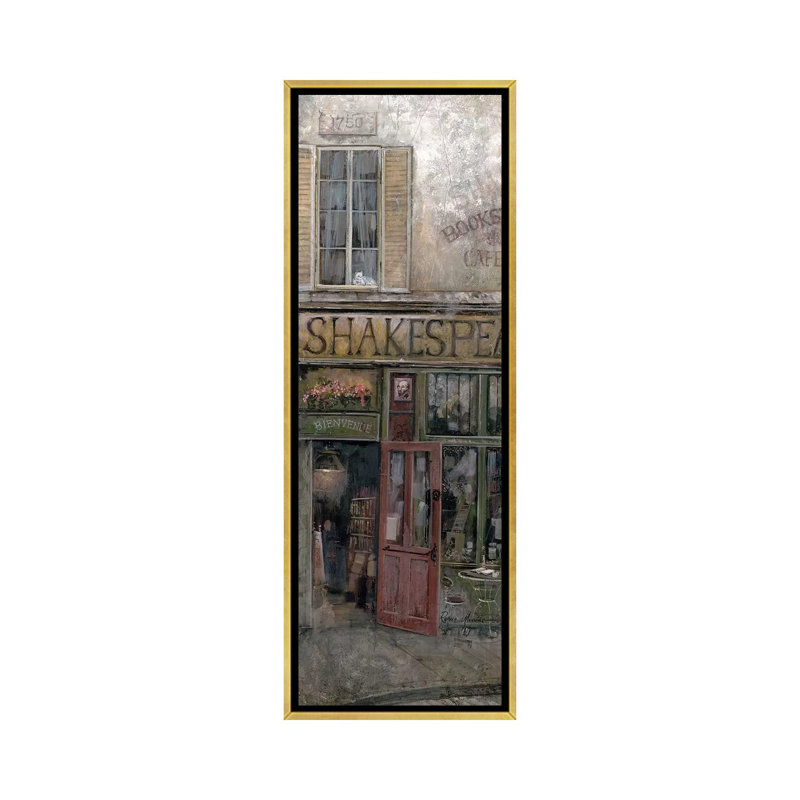 «Good Book, Great Java» par Ruane Manning - reproduction d'art, H 36 po x l 12 po x P 1,5 po, Toile encadrée d'or