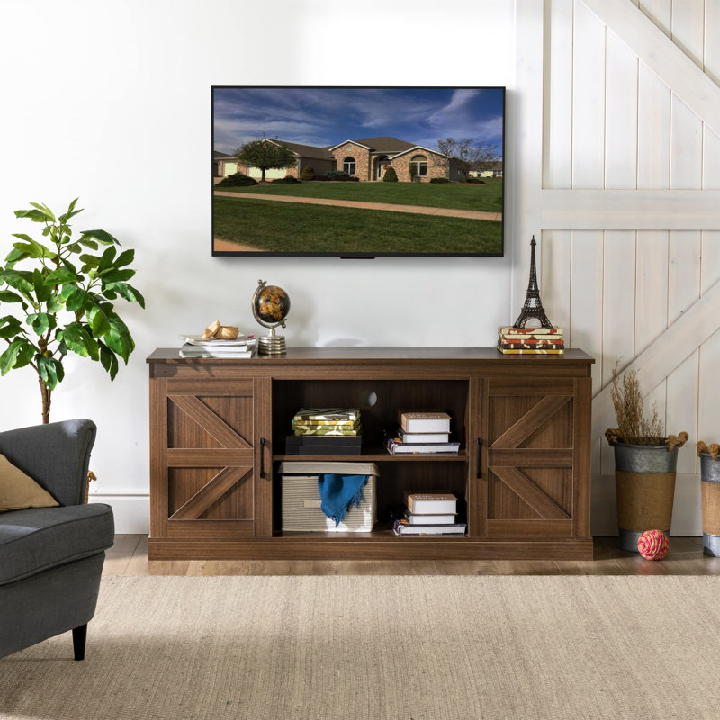 Mirrabooka Unfinished TV Stand for TVs up to 55", Brown