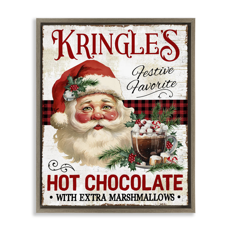 Art mural sur toile Kringle's Hot Chocolate par Creatif Belle, Cadre flottant orme Montalcino, H 31 po x l 25 po