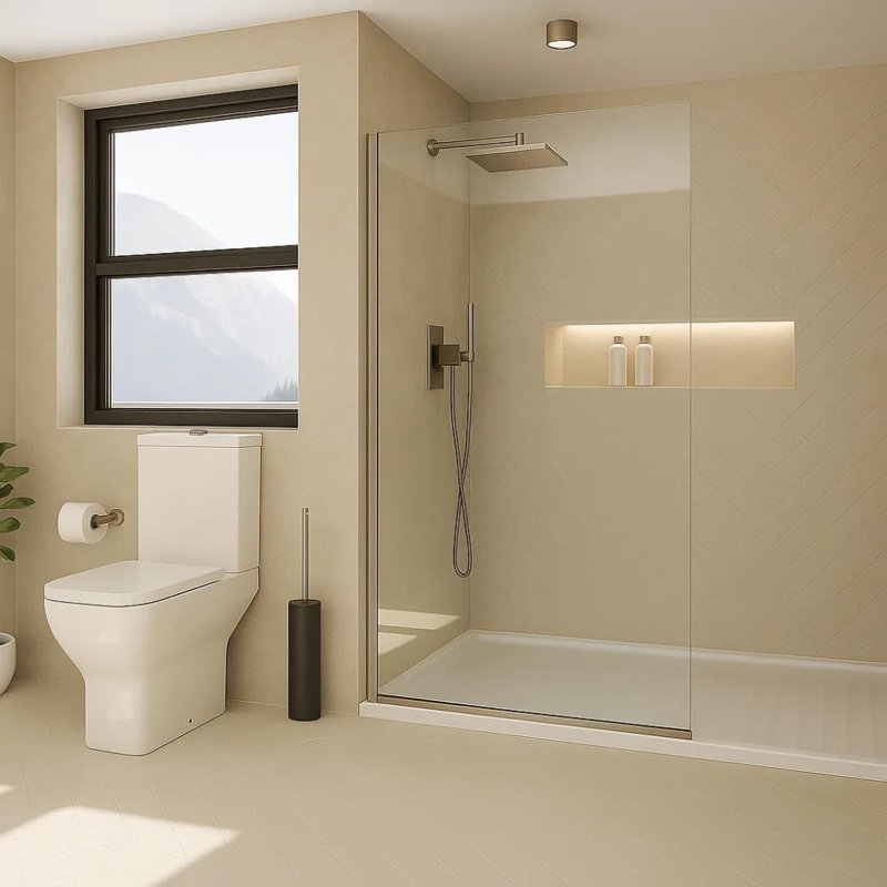 Fixed Glass Shower Panel for Bathroom 24" x 60" - 3/8'' Thick Clear Tempered Glass with Chrome Finish, 24" x 60", Chrome