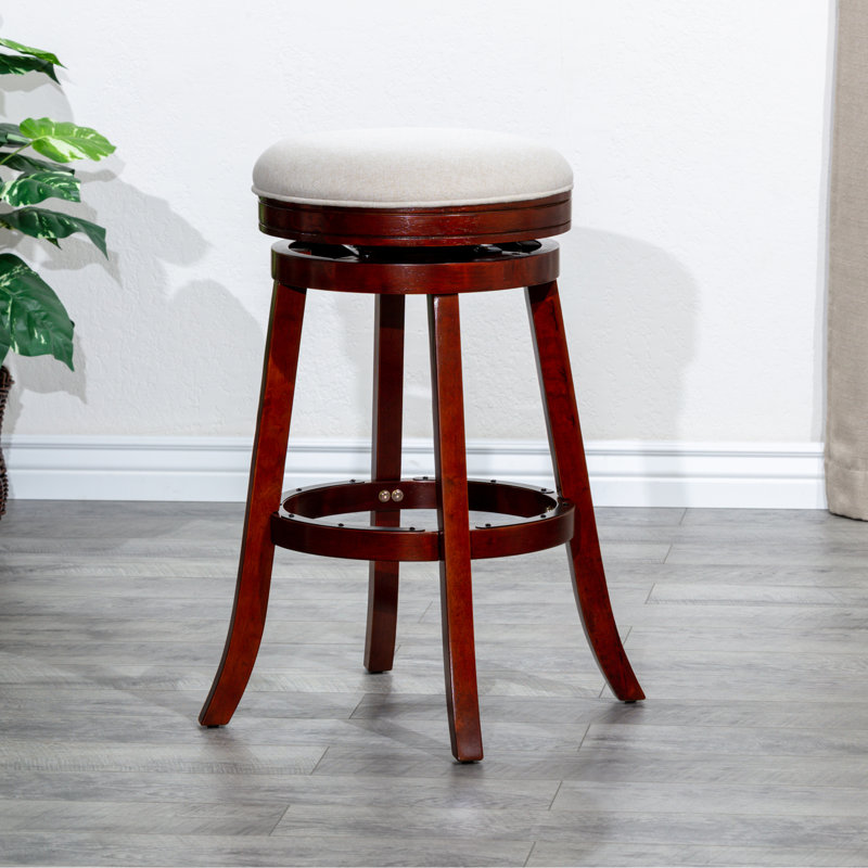 Tabouret de bar de 30 po avec siège couleur cerise et tissu, pivot confortable, fabrication en bois franc, tabouret de cuisine convenant à la cuisine, finition cerisier, bois franc,