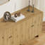 Buffet à portes vitrées de 80 cm de large avec tablette réglable et fini imitation bois (ensemble de 4), chêne naturel-614621086