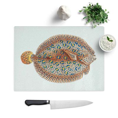Tempered Glass Argus Flounder Fish Chopping Board