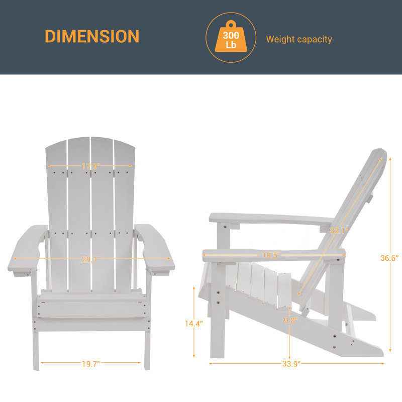 Chaise Adirondack en plastique Bergenfield, Blanc