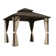 Aluminum Patio Hardtop Bronze Gazebo with Privacy Curtain and Mosquito Netting