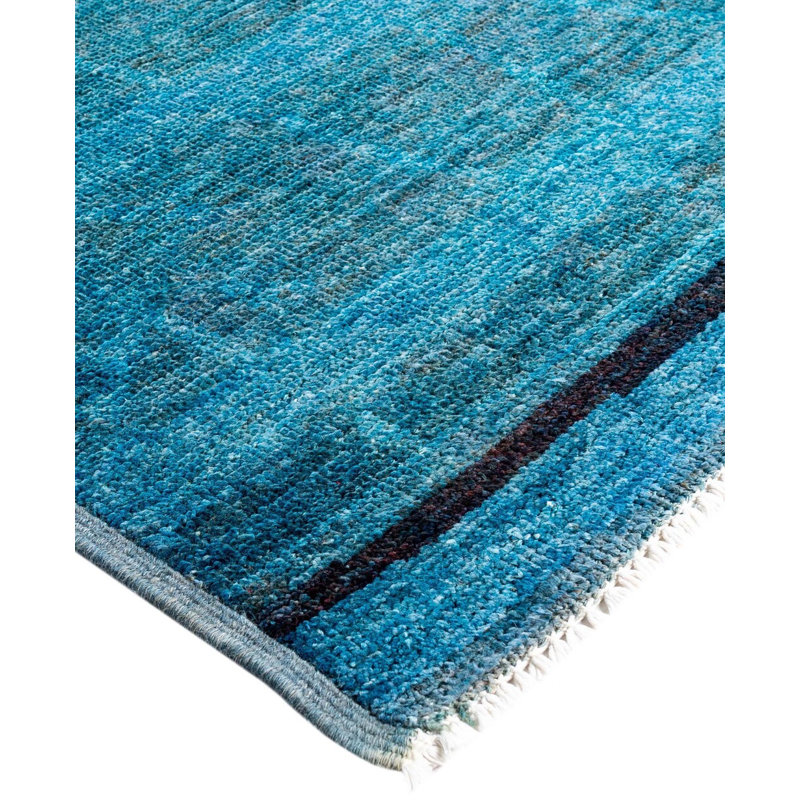 Overdyed Hand-Knotted Wool Modern-Contemporary Blue Area Rug 5' 9" x 8' 3"