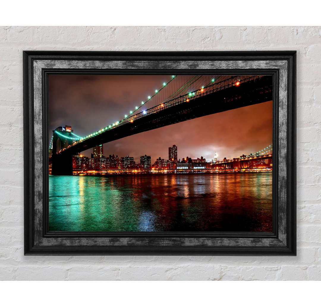 Brooklyn Bridge New York bei Nacht - Einzelne Bilderrahmen Kunstdrucke