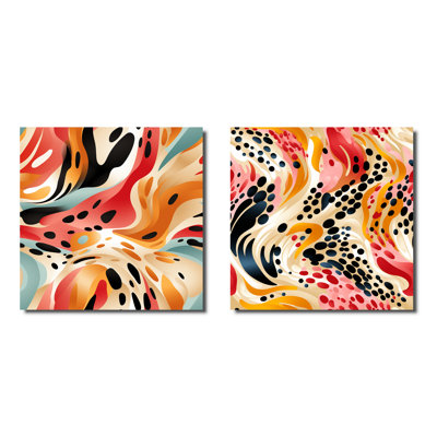 Cortne - Ensemble de 2 collages abstraits carrés