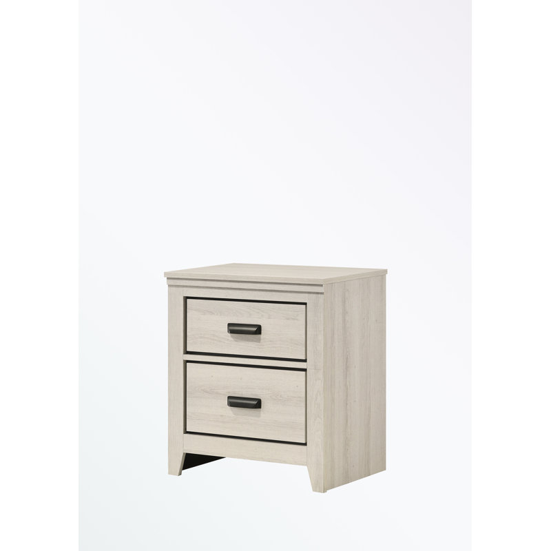Table de chevet avec deux tiroirs de rangement, Beige
