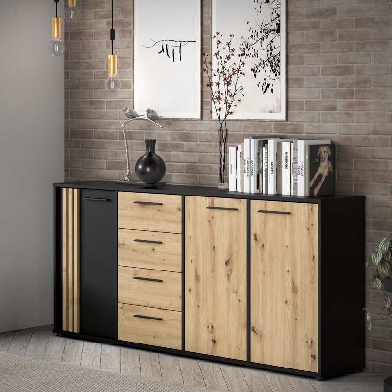 Aundraya 32.1cm Sideboard, Black, Black/Beige