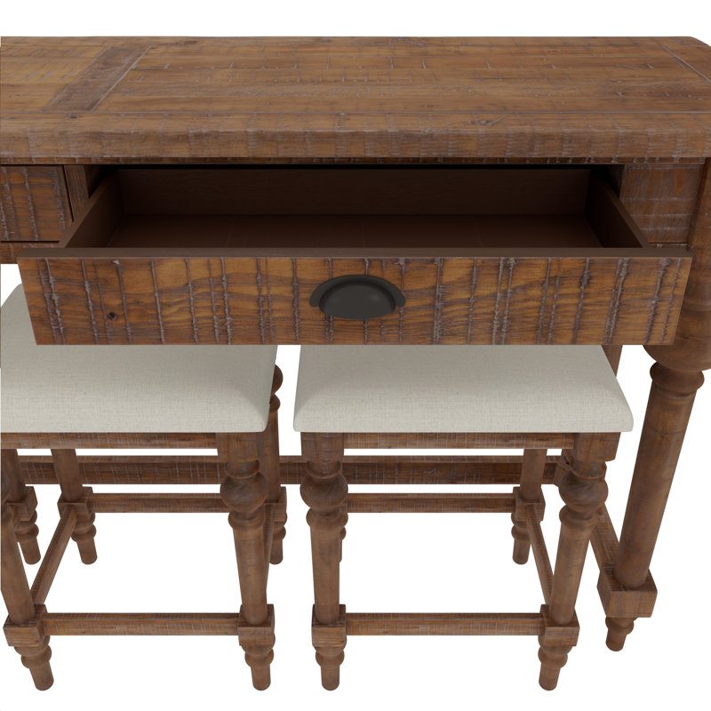 Console avec 3 tabourets Wallace & Bay Ludin Brown