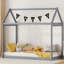 Lit maison en bois, gris
