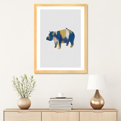 Hippopotame bleu et jaune - impression d'art graphique