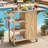 Foldable Outdoor Kitchen Island With Stainless Steel Worktop And Fir Wood Frame-124955576