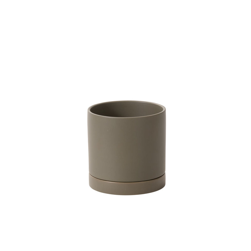 Pot neutre avec soucoupe Swerve, Gris foncé, H 7 po x l 7 po x P 7 po