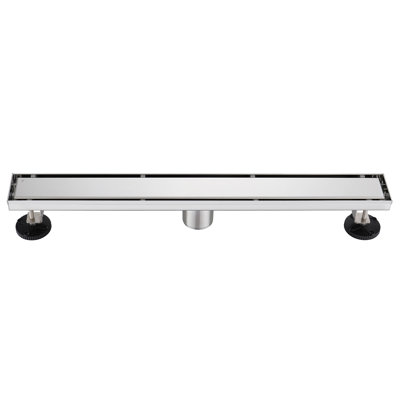 Drain de douche linéaire en acier inoxydable de 18 pouces avec piège à cheveux et insert de carrelage et grille 2 en 1