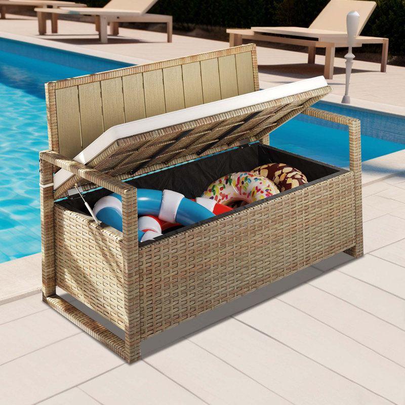 Banc de rangement extérieur 70 gallons Balconera, Brun