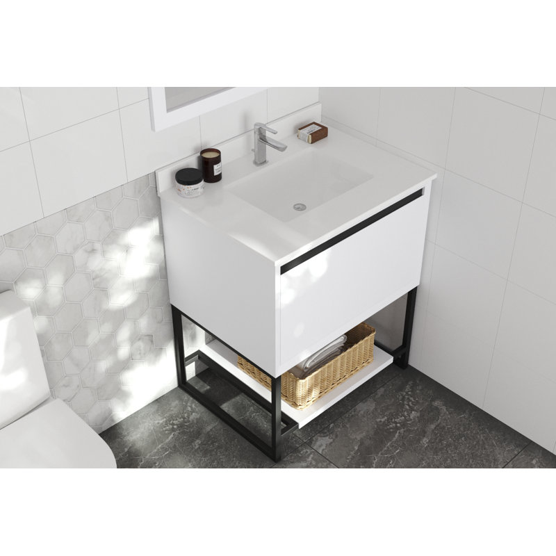 Ensemble de meuble-lavabo simple 30 po Riey, Quartz blanc, Blanc