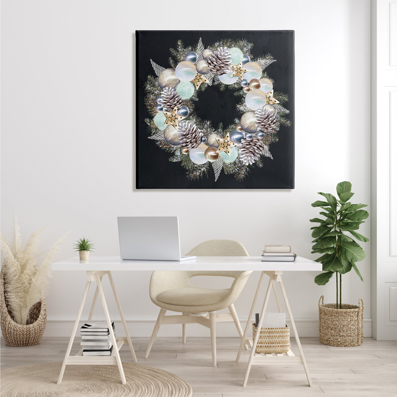 «Chic Chic Ornament Wreath Pinecone Glitz» par Ziwei Li, H 36 po x l 36 po x P 1,5 po, Toile tendue