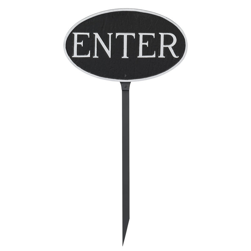 Weather Resistant Metal Garden Sign, Black/Silver