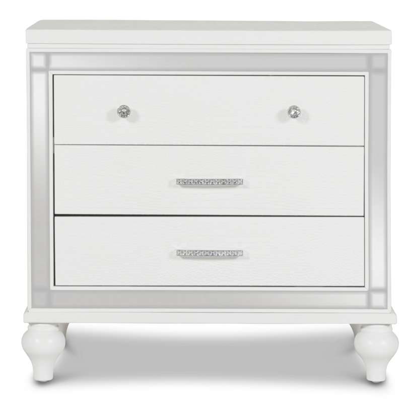 Table de chevet 3 tiroirs Sherley, Blanc