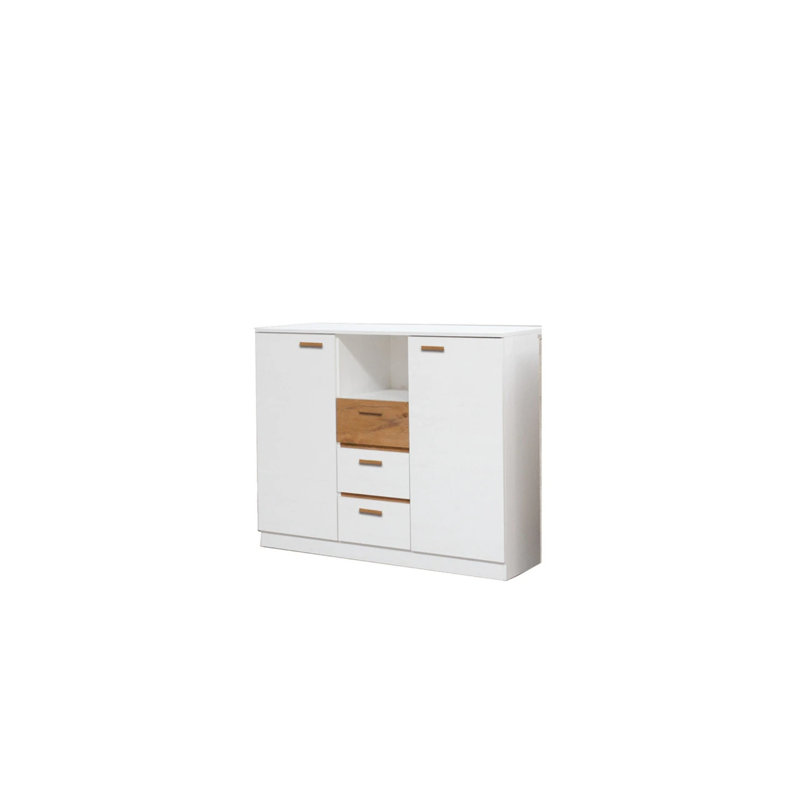 Efmorfia 130cm W 3 - Drawer Chest of Drawers, White
