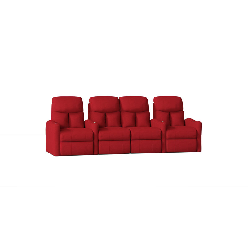 Upholstered Home Theater Seat with Cup Holder, Manual, Classic Coffee