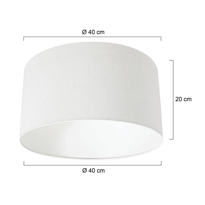20cm H Linen Drum Lamp Shade ( Uno ), White