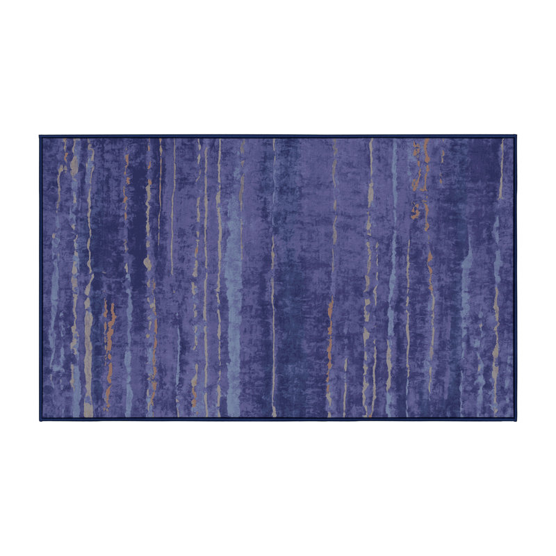 Machine Washable Purple Area Rug, Rectangle 6' x 9'