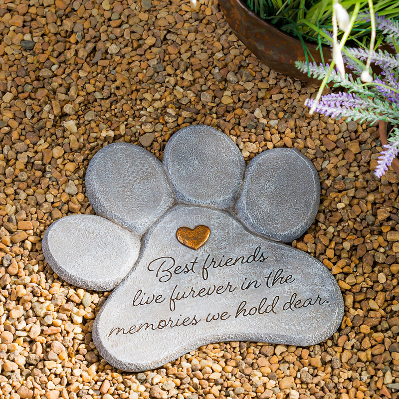 Pierre de jardin en forme de patte «Best Friends Live Forever Pet»
