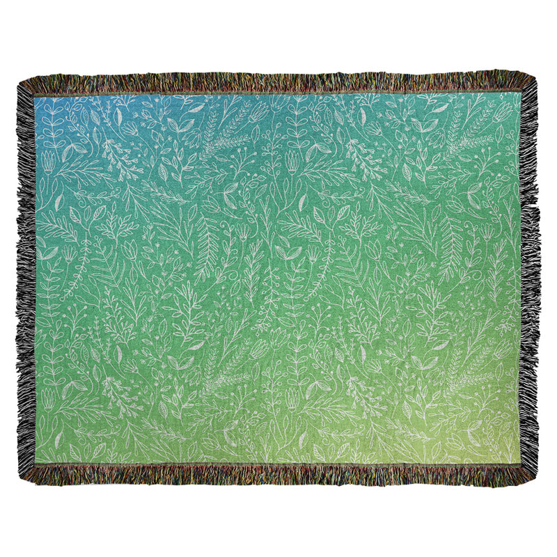 Couverture en coton tissé Katelyn Elizabeth Ditsy, l 37 po x L 52 po, Bleu / Jaune