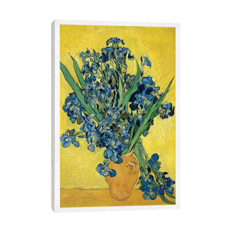 Irises, 1890 by Vincent Van Gogh - Floater Frame Painting on Canvas, White Framed