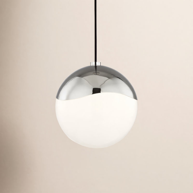Luminaire suspendu sphérique 1 lumière Taza, H 8 po x l 7,5 po x P 7,5 po, Nickel poli