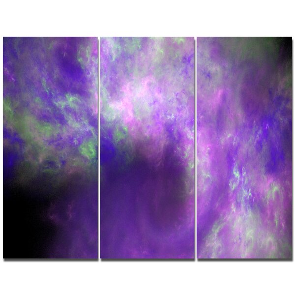 DesignArt Perfect Light Purple Starry Sky On Canvas 3 Pieces Print ...