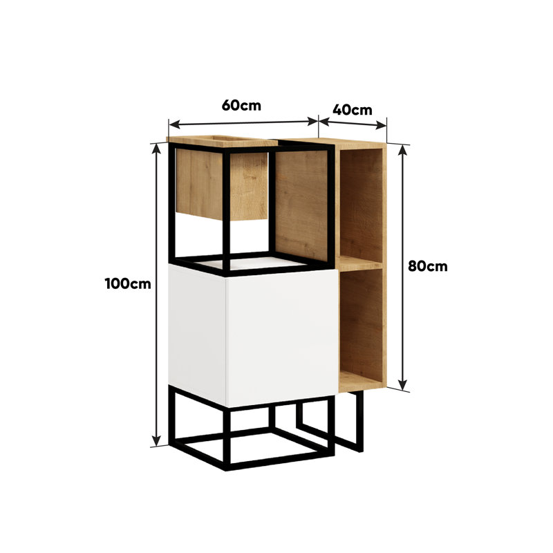 Harmandeep 100cm H x 80cm W Geometric Bookcase, 100cm H x 60cm W x 40cm D
