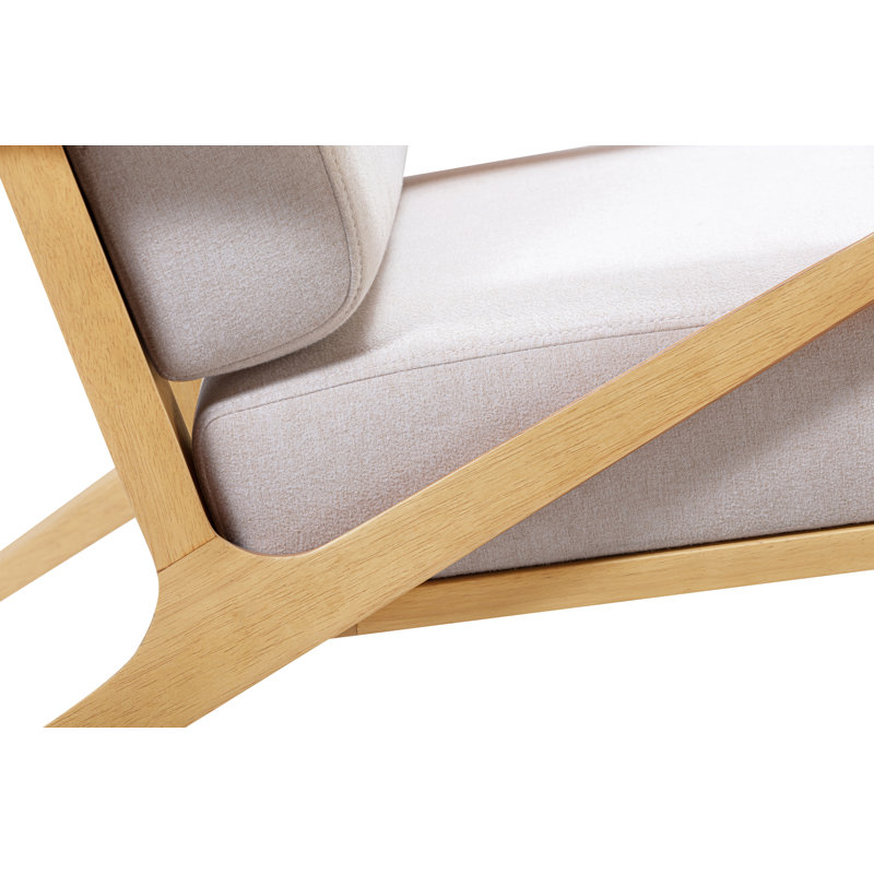 Chaise longue Cue en chêne naturel blanc, Polyester crème / naturel